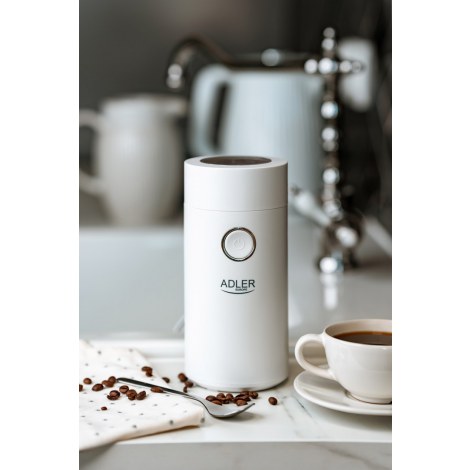 Adler | AD 4446ws | Coffee Mill | 150 W | Coffee beans capacity 75 g | Number of cups pc(s) | White - 11
